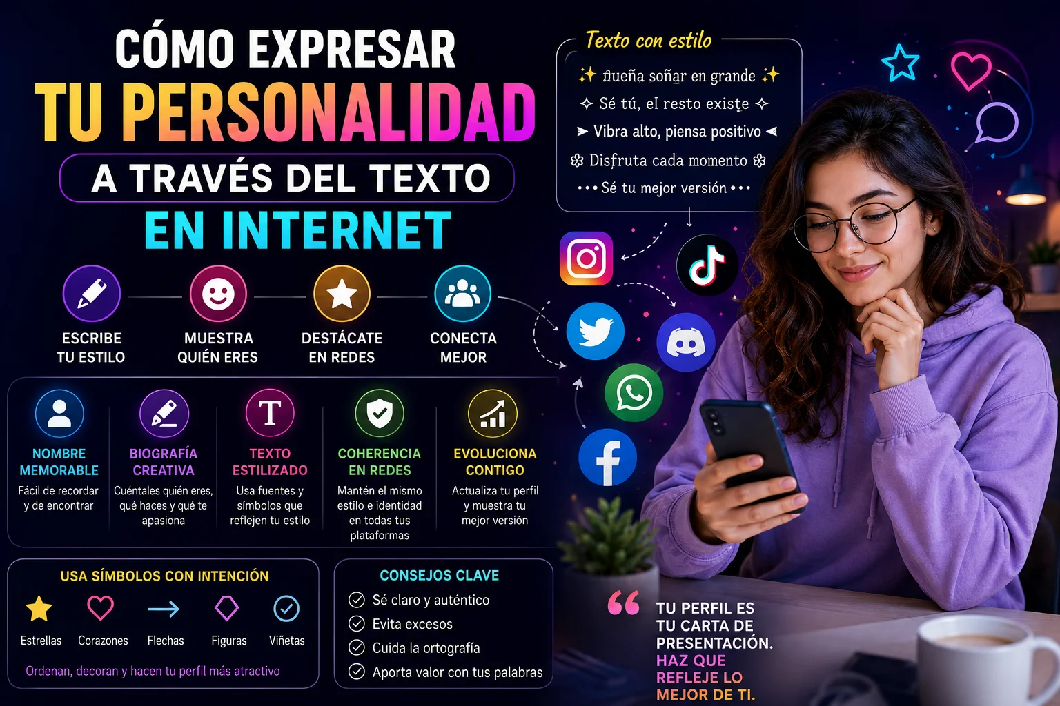 Cómo expresar tu personalidad a través del texto en Internet
