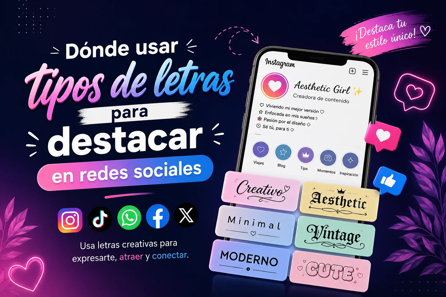 Dónde usar tipos de letras para destacar en redes sociales