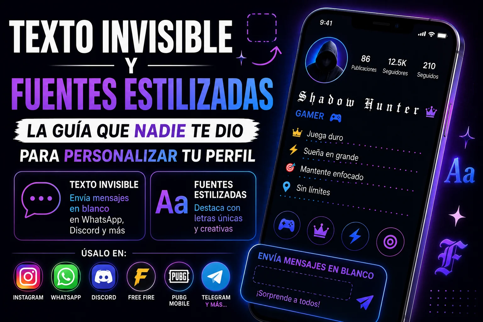 Texto invisible y letras estilizadas: la guía que nadie te dio para personalizar tu perfil